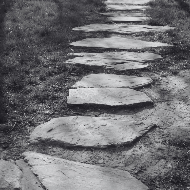Stepping stones or a path leading the way forward illustrating progress